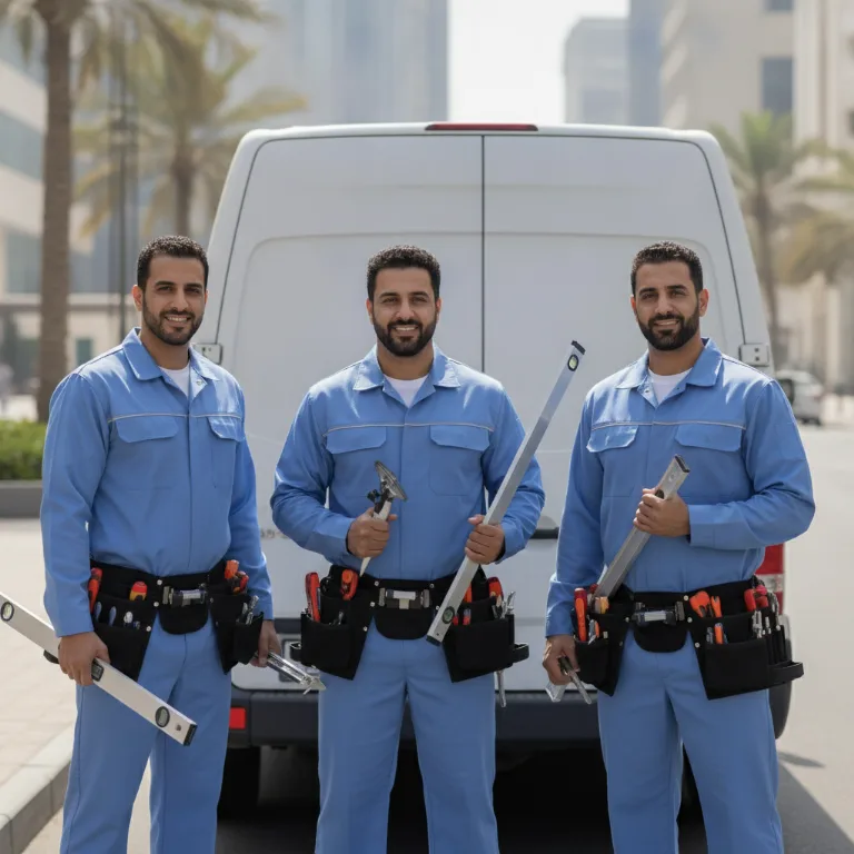 فني زجاج فريق في الصجعة